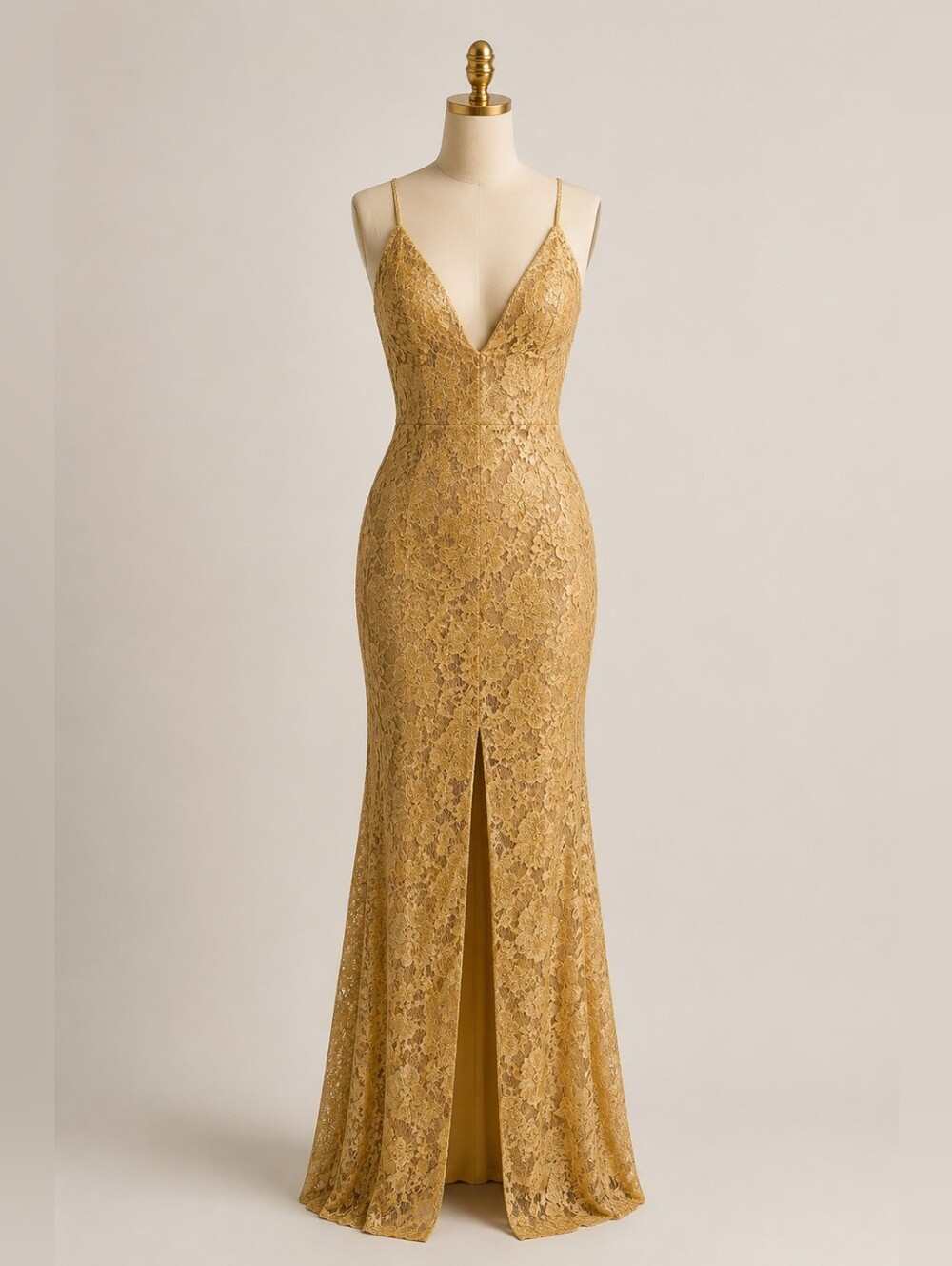 Rubber Ducky Productions. Gold Lace Evening Gown – Size Medium - Picture 1 of 4
